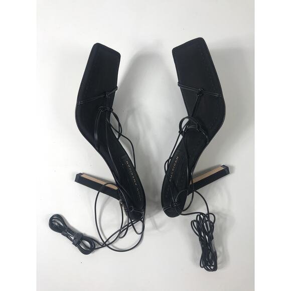 Good American Women's 8 Neoprene Strappy Silhouette High Heels Black Ankle Wrap - Picture 5 of 8